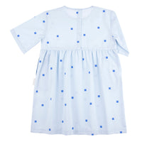 Tiny Cottons dresses Tiny Cottons Light Blue Square Dots Woven Belled Dress