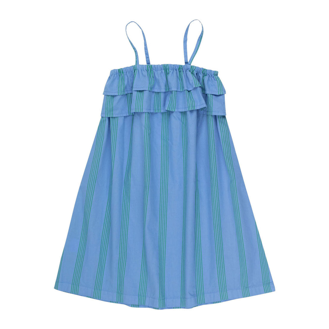 Tiny Cottons dresses Tiny Cottons Lilac Blue/Grass Green Lines Top Frills Dress