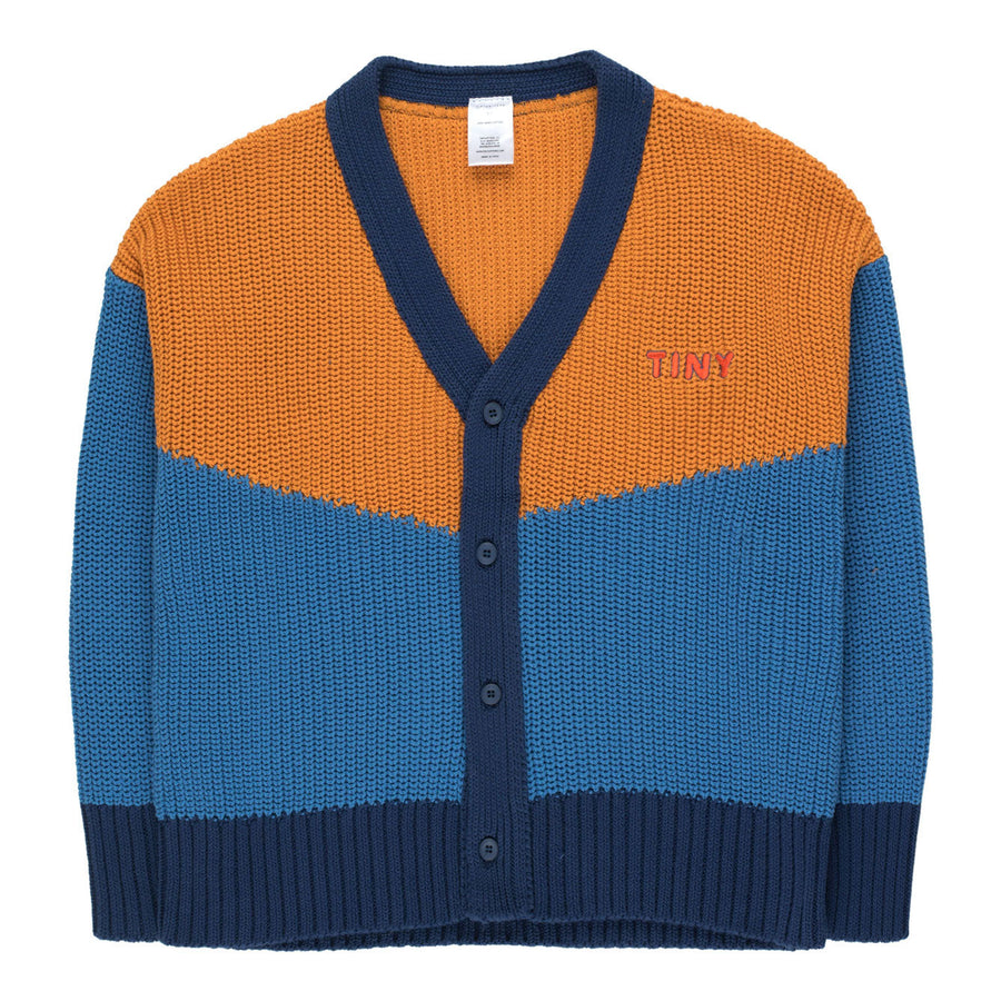 Tiny Cottons knitwear Tiny Cottons Brick/Summer Navy Tiny Colorblock Cardigan