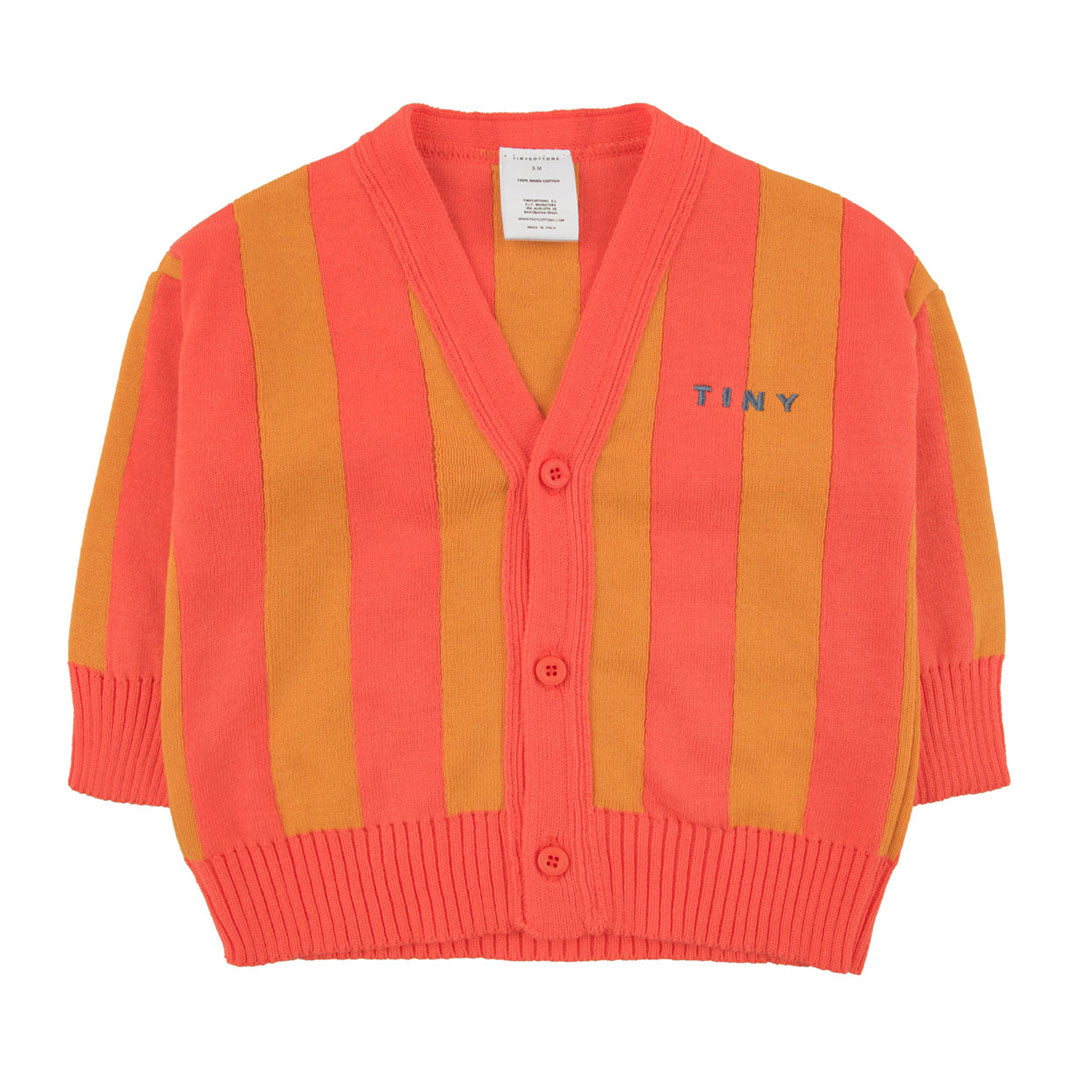 Tiny Cottons knitwear Tiny Cottons Red/Brick Stripes Baby Cardigan