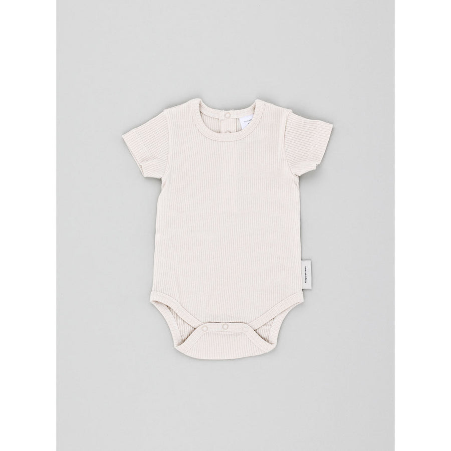 Tiny Cottons Rompers and Bodysuits Tiny Cottons  Basic Beige Rib SS Body