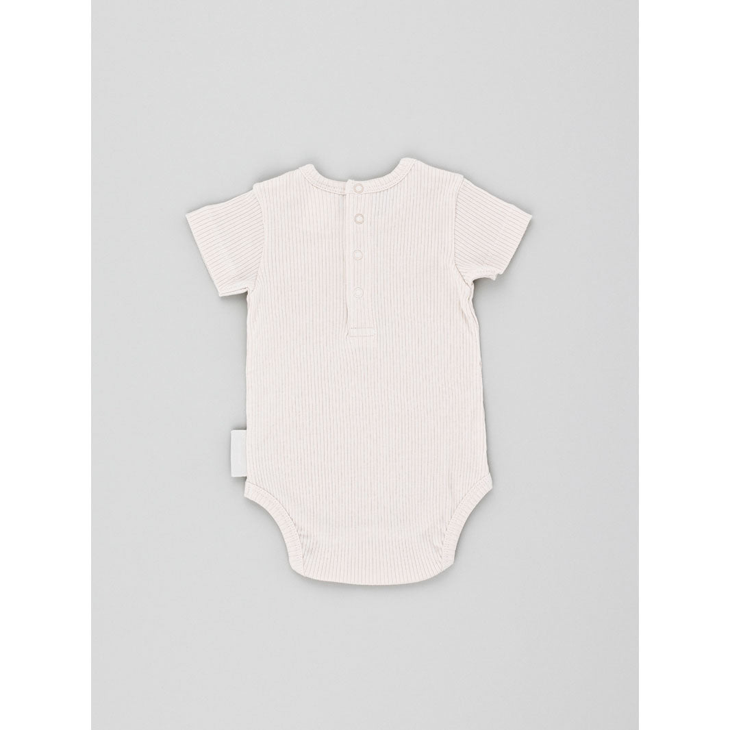 Tiny Cottons Rompers and Bodysuits Tiny Cottons  Basic Beige Rib SS Body