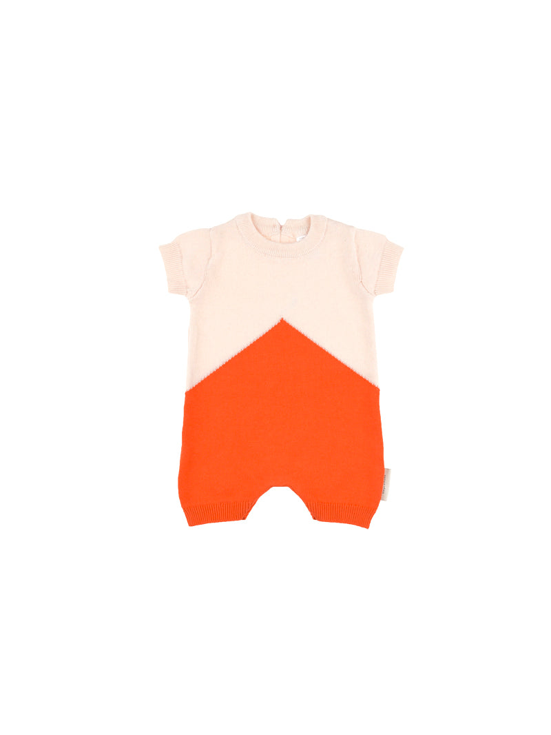 Tiny Cottons Rompers and Bodysuits Tiny Cottons Carmine/Light Pink Colorblock Knit Onepiece