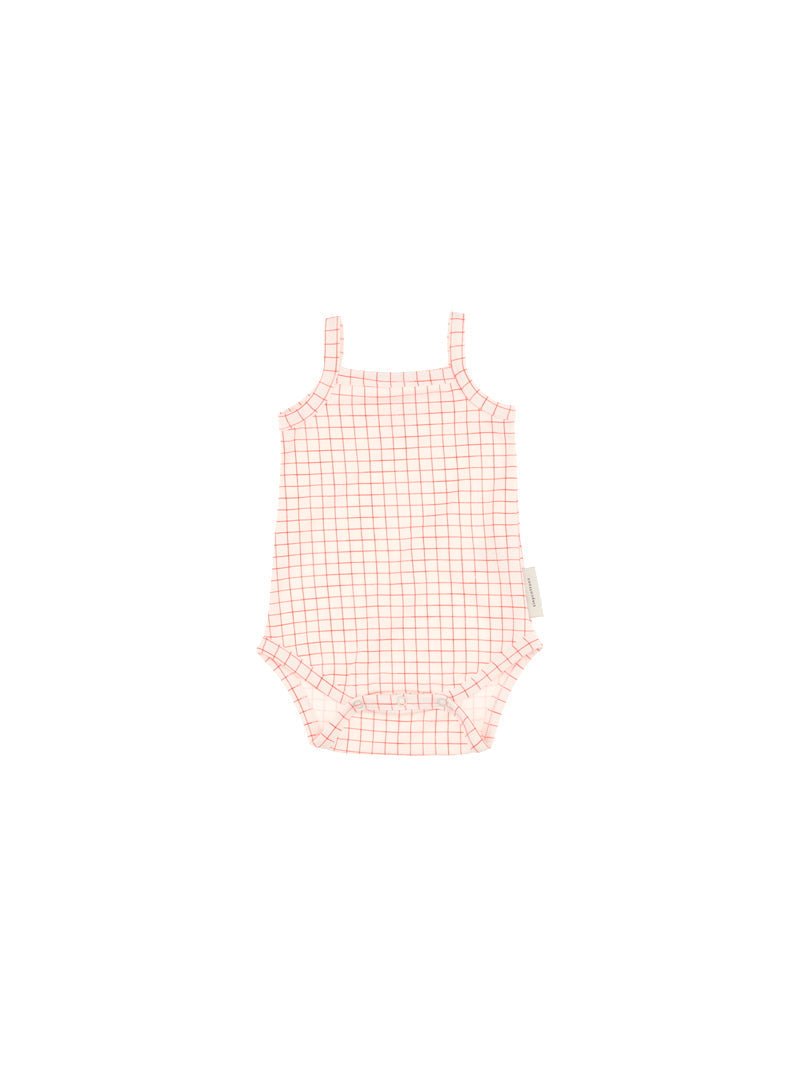 Tiny Cottons Rompers and Bodysuits Tiny Cottons Light Pink Grid Body