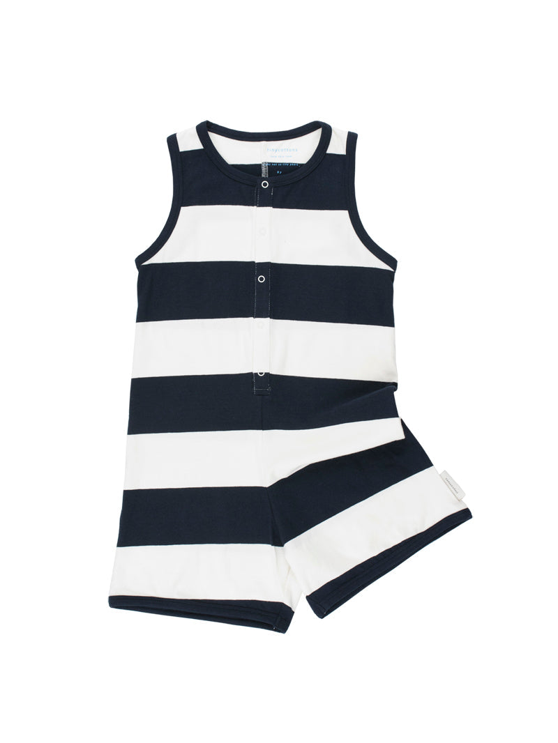 Tiny Cottons Rompers and Bodysuits Tiny Cottons Navy Big Stripes Onepiece