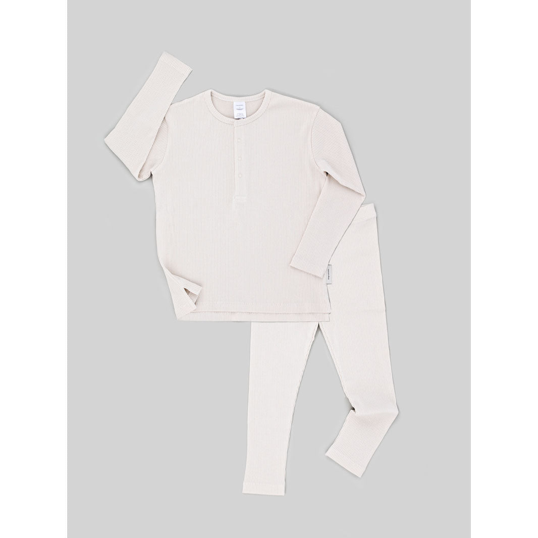 Tiny Cottons sets Tiny Cottons  Basic Beige Rib Tee and Pants Set