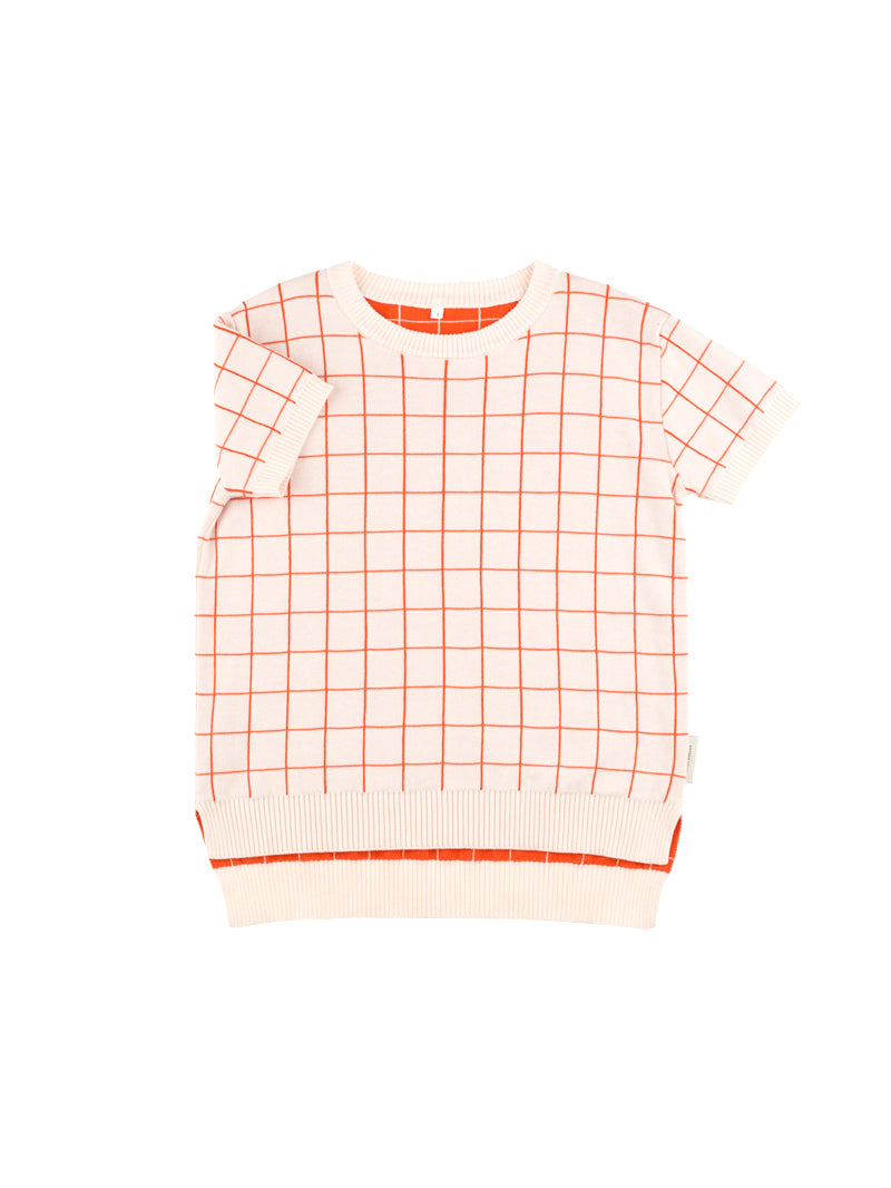 Tiny Cottons sweaters Tiny Cottons Light Pink Knit Grid Sweater