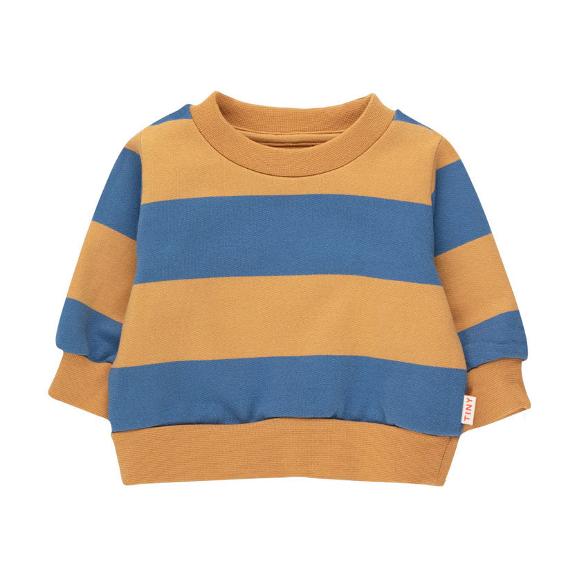 Tiny Cottons sweatshirts Tiny Cottons Almond/Night Blue Big Stripes Baby Sweatshirt