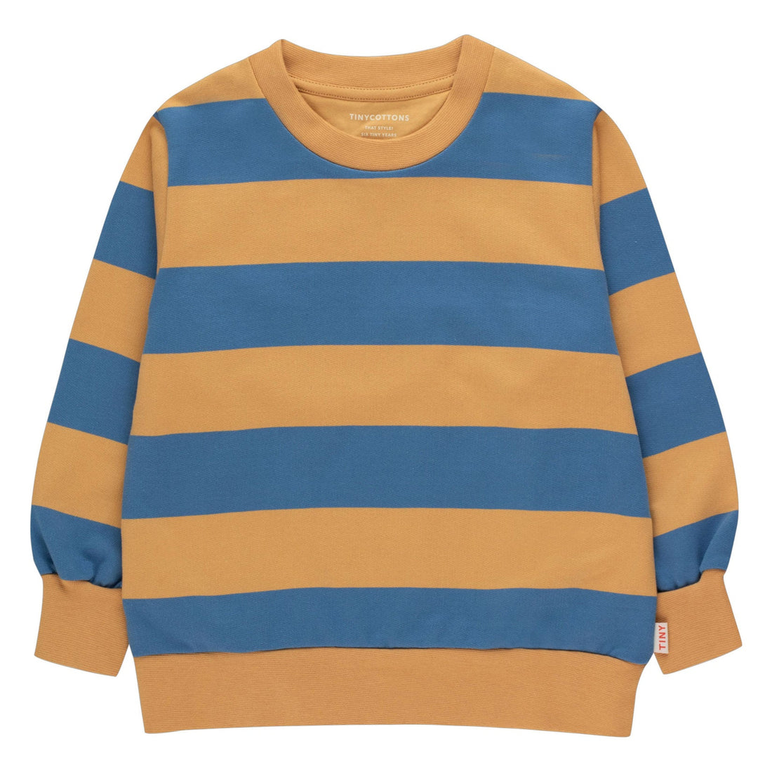 Tiny Cottons sweatshirts Tiny Cottons Almond/Night Blue Big Stripes Sweatshirt