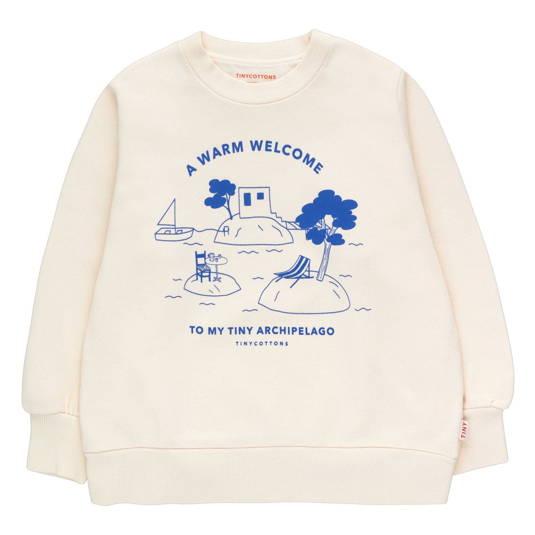 Tiny Cottons sweatshirts Tiny Cottons Light Cream/Ultramarine A Warm Welcome Sweatshirt