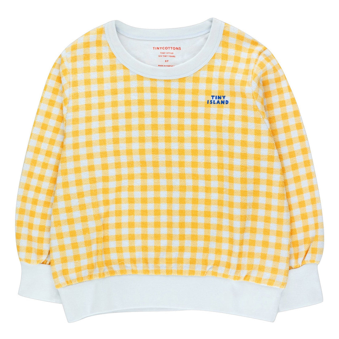 Tiny Cottons sweatshirts Tiny Cottons Pale Blue/Yellow Vichy Tiny Island Sweatshirt