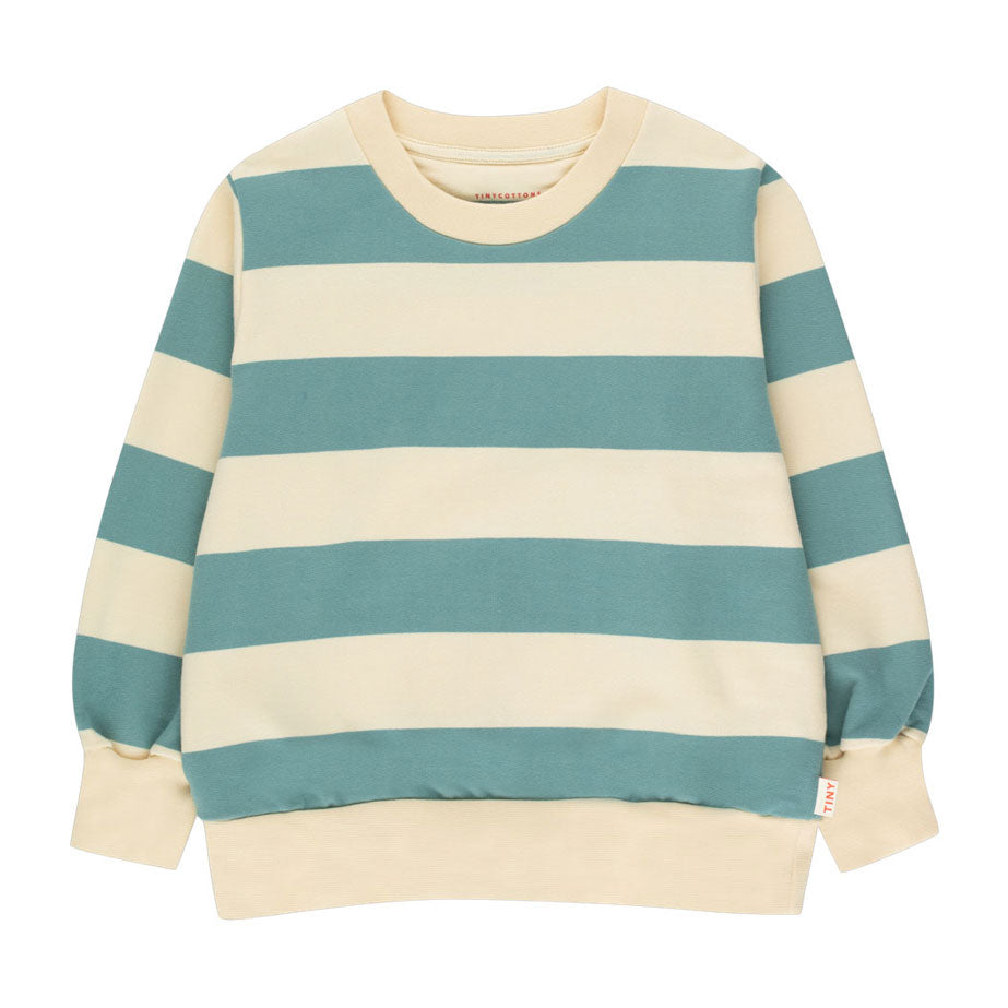 Tiny Cottons sweatshirts Tiny Cottons Pastel Yellow/Light Teal Big Stripes Sweatshirt