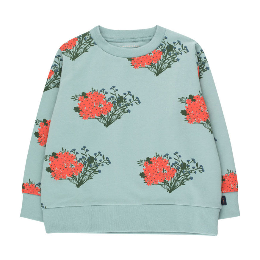 Tiny Cottons sweatshirts Tiny Cottons Sea Green Flowers Sweatshirt