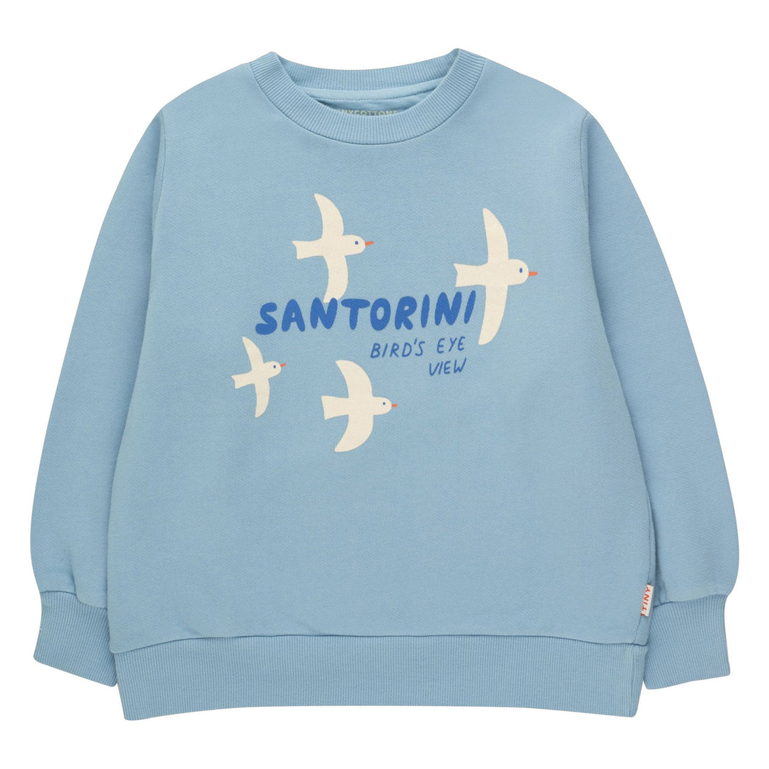 Tiny Cottons sweatshirts Tiny Cottons Washed Blue/Light Cream Santorini Birds Sweatshirt