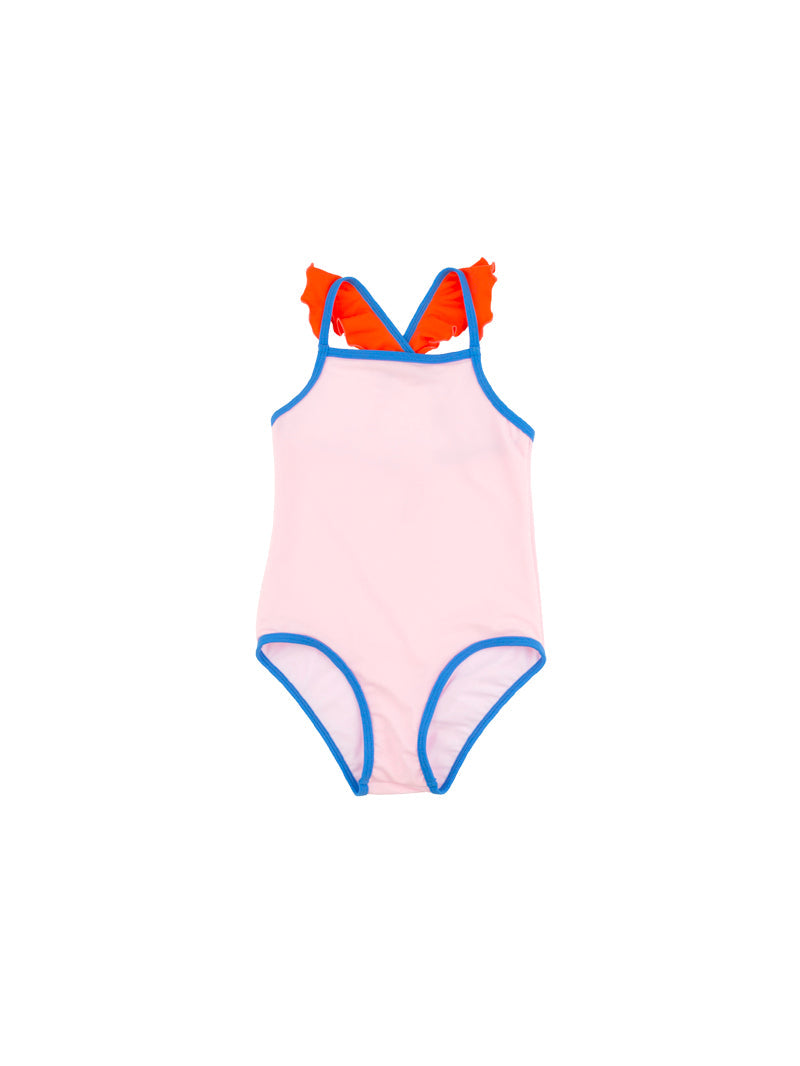 Tiny Cottons swim Tiny Cottons Light Pink Colorblock Frills Swimsuit