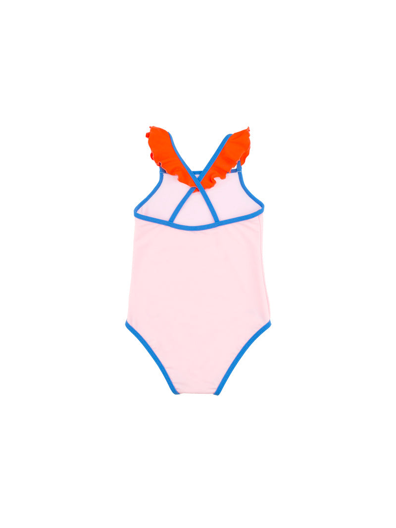 Tiny Cottons swim Tiny Cottons Light Pink Colorblock Frills Swimsuit