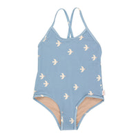 Tiny Cottons swim Tiny Cottons Washed Blue/Light Cream Birds Swimsuit