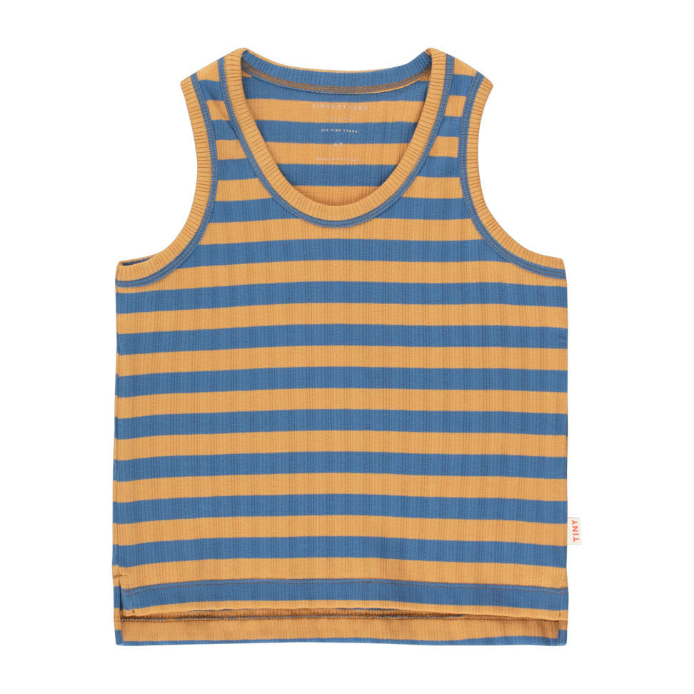 Tiny Cottons tees Tiny Cottons Almond/Night Blue Stripes Tank Top