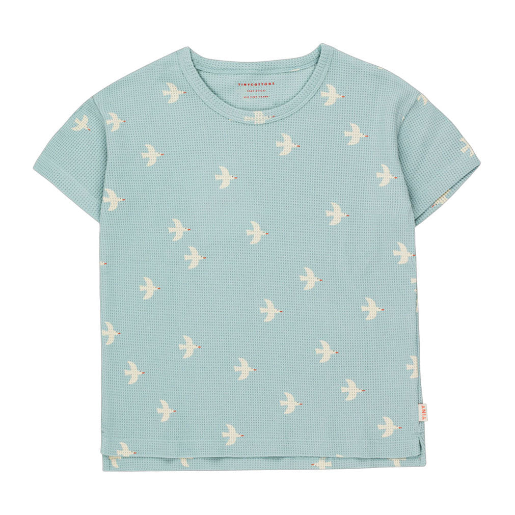 Tiny Cottons tees Tiny Cottons Cadet Blue/Light Cream Birds Tee