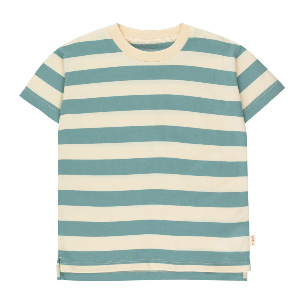 Tiny Cottons tees Tiny Cottons Pastel Yellow/Light Teal Medium Stripes Tee