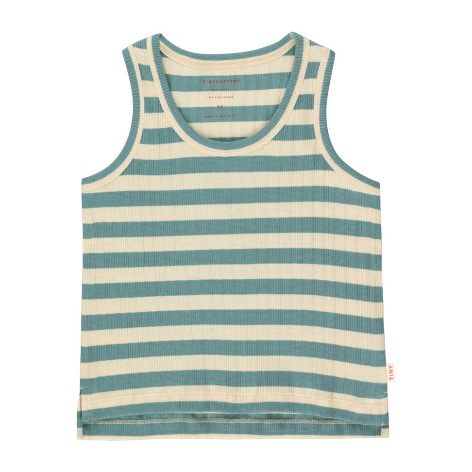 Tiny Cottons tees Tiny Cottons Pastel Yellow/Light Teal Stripes Tank Top