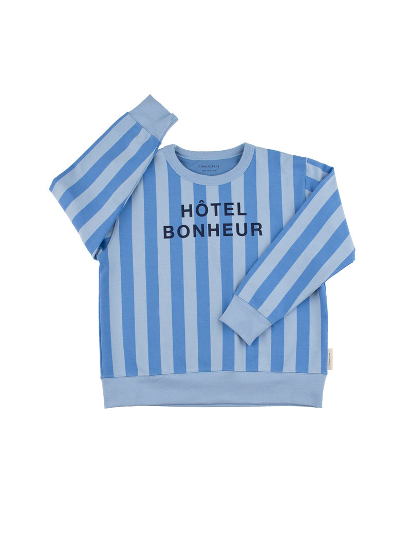 Tiny Cottons tops and tees Tiny Cottons Cerulean Blue Stripe Hotel Bonheur Sweatshirt