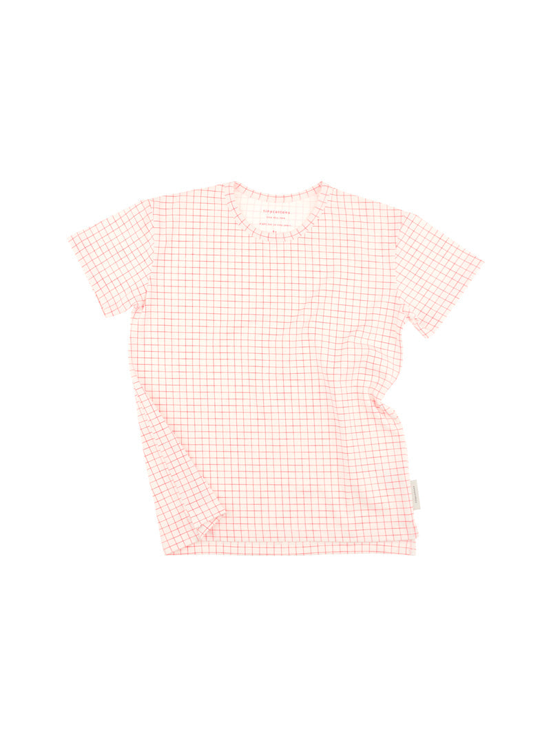 Tiny Cottons tops and tees Tiny Cottons Light Pink Grid SS Tee