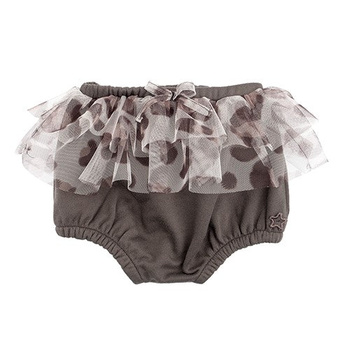Tocoto Vintage bottoms Tocoto Vintage Dark Grey Animal Print Fleece Tulle Coulotte