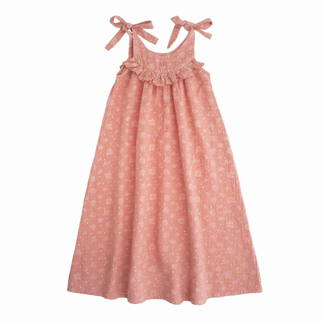Tocoto Vintage dresses Tocoto Vintage Pink Flower Print Long Dress With Suspenders