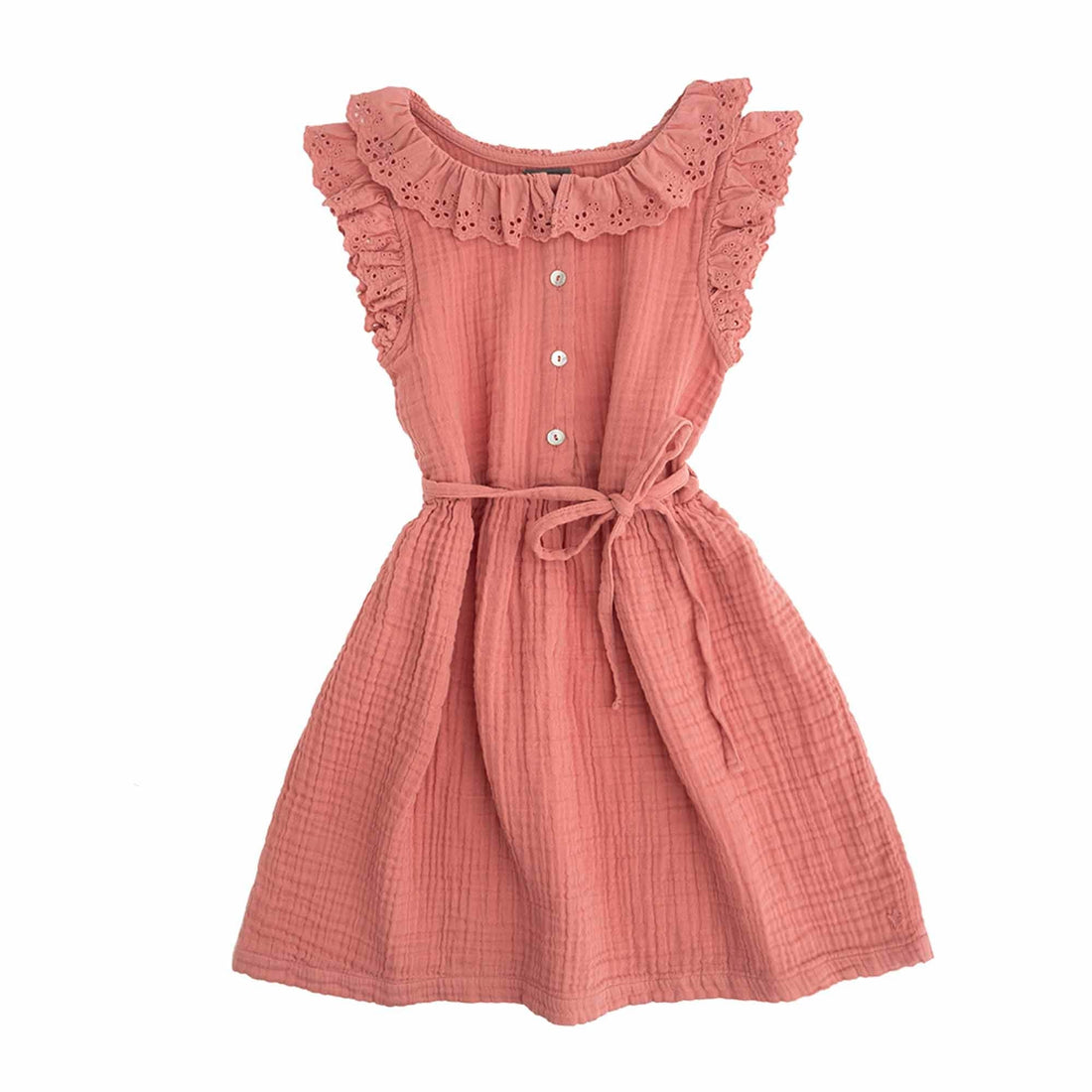 Tocoto Vintage dresses Tocoto Vintage Pink Lace Dress With Belt Organic Cotton