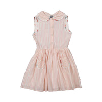 Tocoto Vintage dresses Tocoto Vintage Salmon Striped Collar Waisted Dress