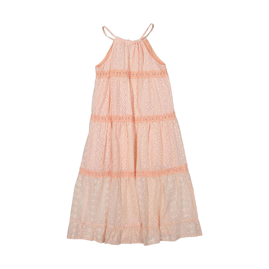 Tocoto Vintage dresses Tocoto Vintage Salmon Swiss Embroidered Long Dress