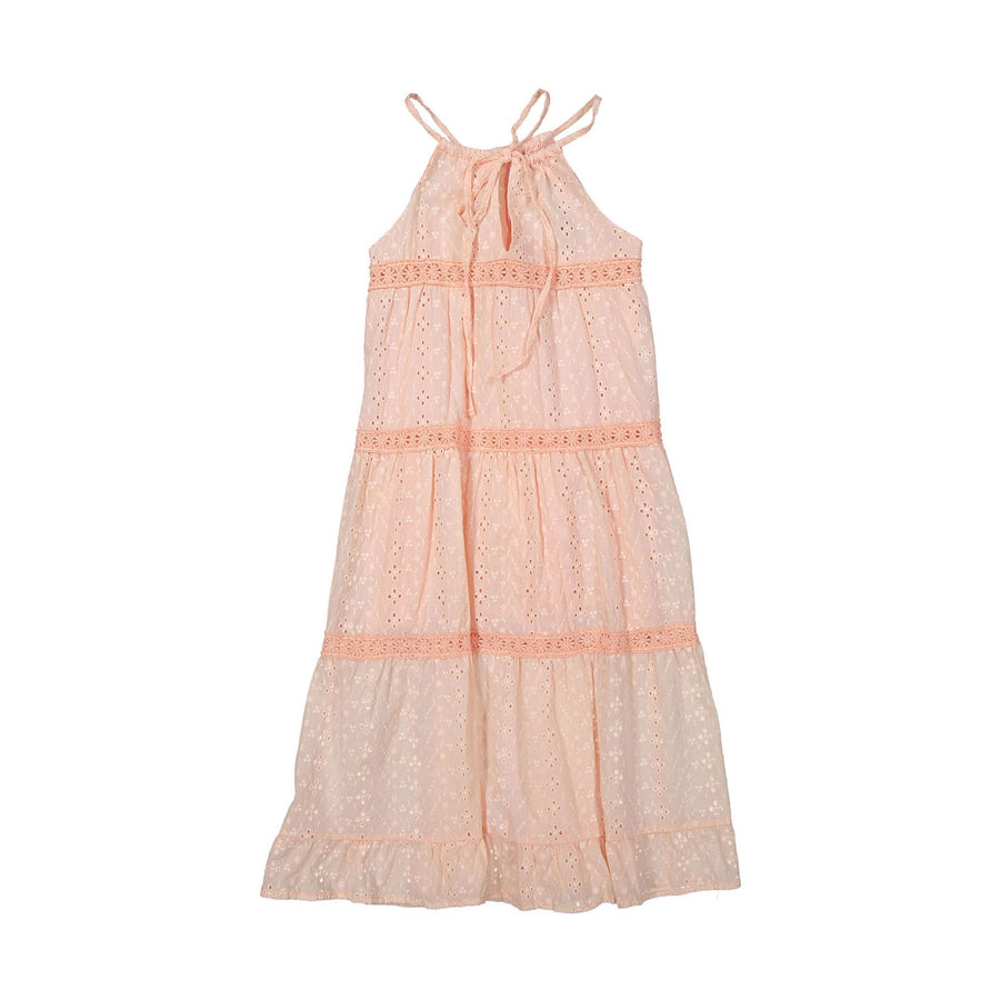 Tocoto Vintage dresses Tocoto Vintage Salmon Swiss Embroidered Long Dress