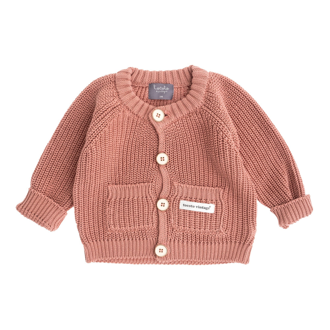 Tocoto Vintage knitwear Tocoto Vintage Pink Baby Toddler Knitted Cardigan