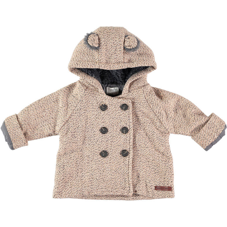 Tocoto Vintage Outerwear Tocoto Pink Herringbone Padded Baby Jacket
