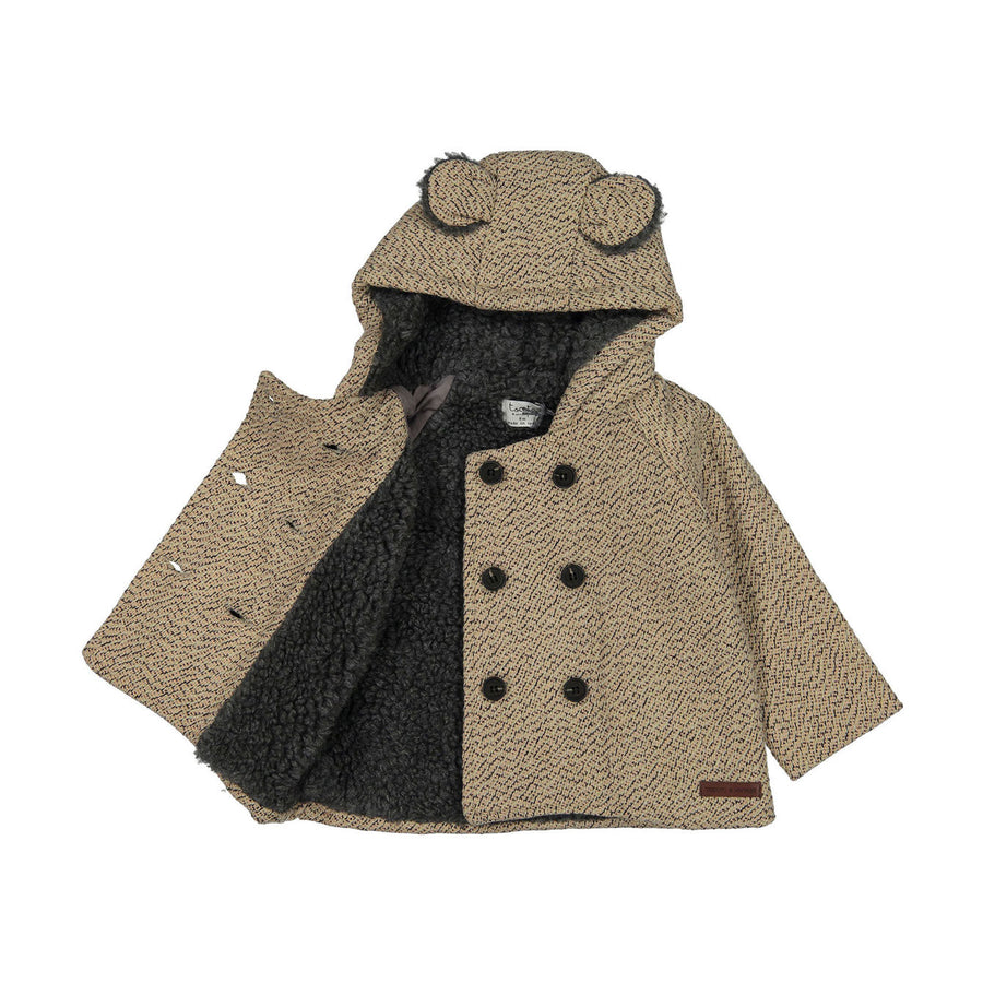 Tocoto Vintage Outerwear Tocoto Pink Herringbone Padded Baby Jacket