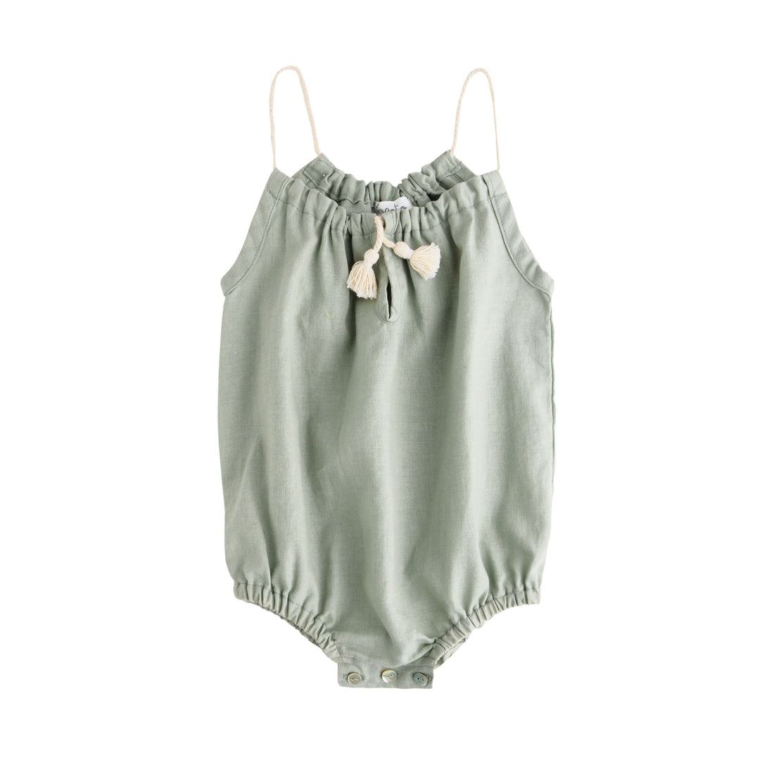 Tocoto Vintage Rompers and Bodysuits Tocoto Vintage Green Linen Bubble Romper