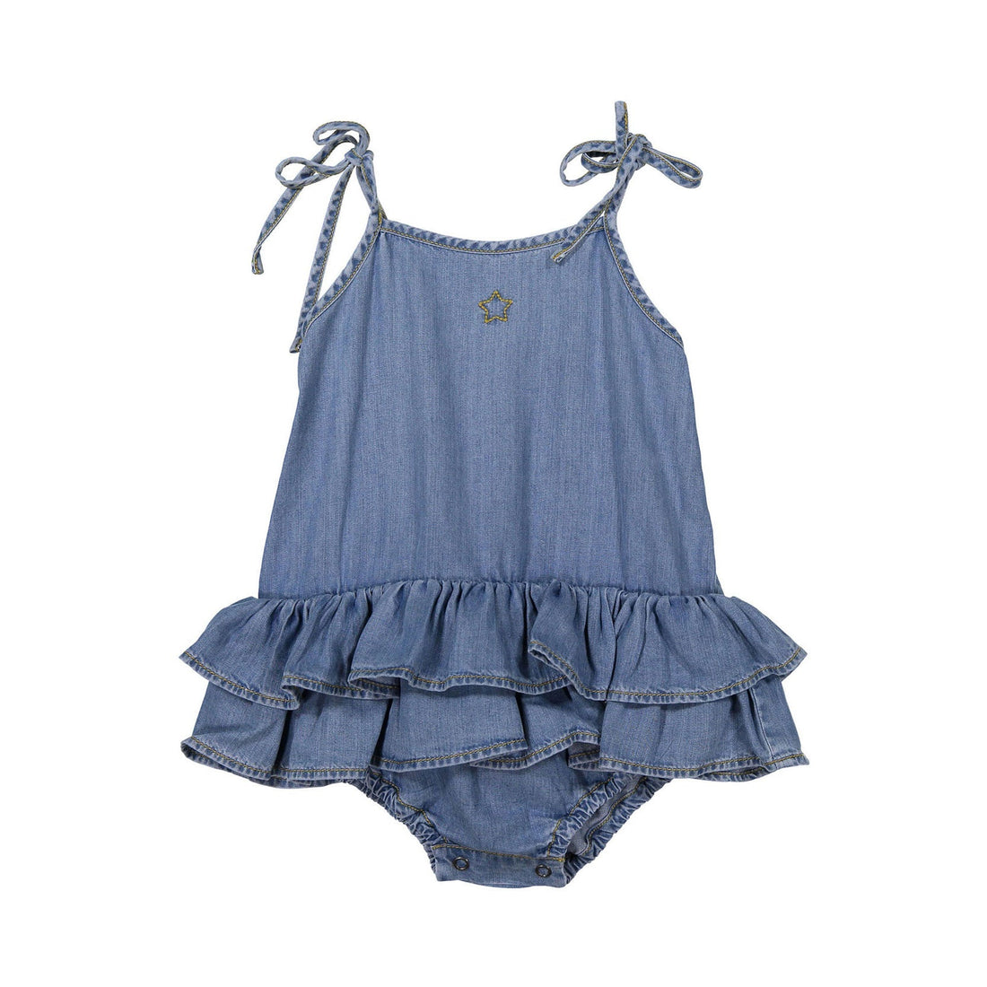 Tocoto Vintage rompers Tocoto Vintage Denim Ruffle Romper
