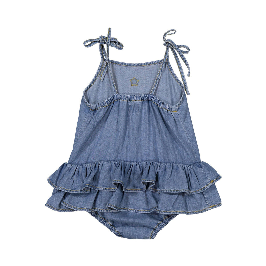 Tocoto Vintage rompers Tocoto Vintage Denim Ruffle Romper