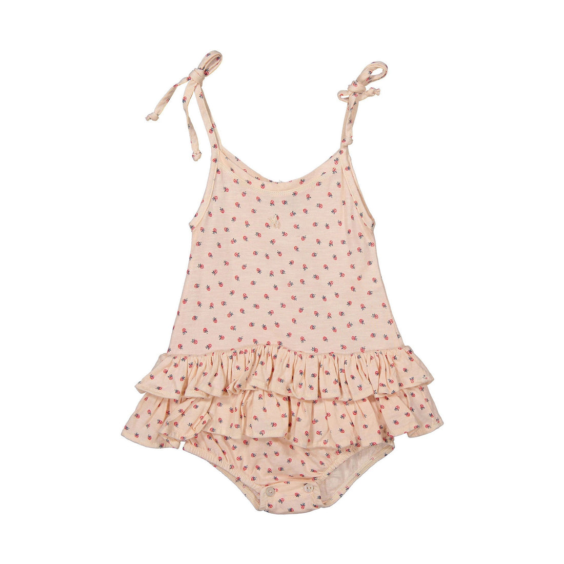 Tocoto Vintage rompers Tocoto Vintage Salmon Strawberry Ruffle Romper