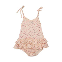 Tocoto Vintage rompers Tocoto Vintage Salmon Strawberry Ruffle Romper