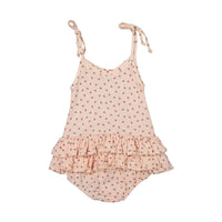 Tocoto Vintage rompers Tocoto Vintage Salmon Strawberry Ruffle Romper