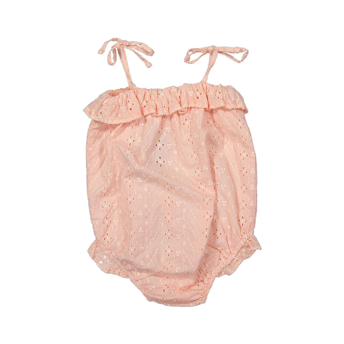 Tocoto Vintage rompers Tocoto Vintage Salmon Swiss Embroidered Romper