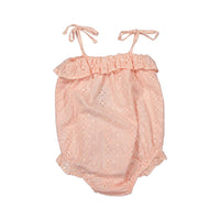 Tocoto Vintage rompers Tocoto Vintage Salmon Swiss Embroidered Romper