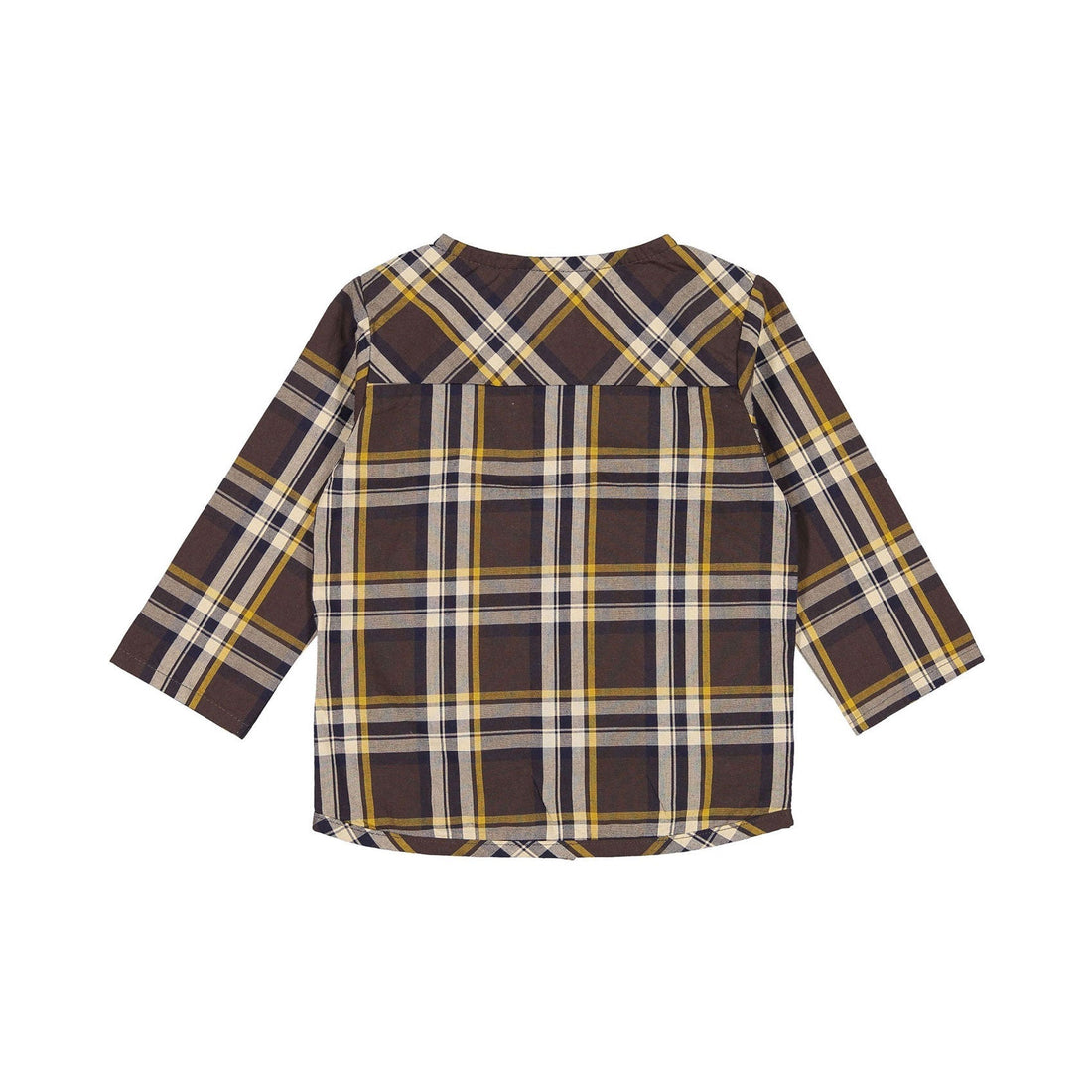 Tocoto Vintage shirts Tocoto Vintage Dark Brown Plaid Mao Shirt