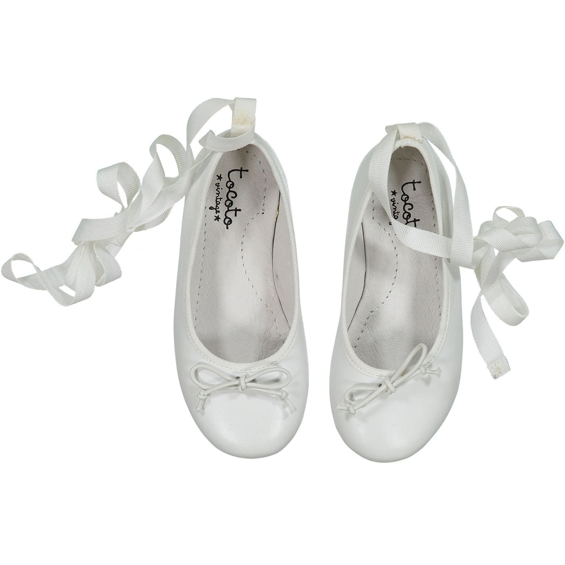 Tocoto Vintage shoes Tocoto Vintage White Star Lace-up Ballet Flats