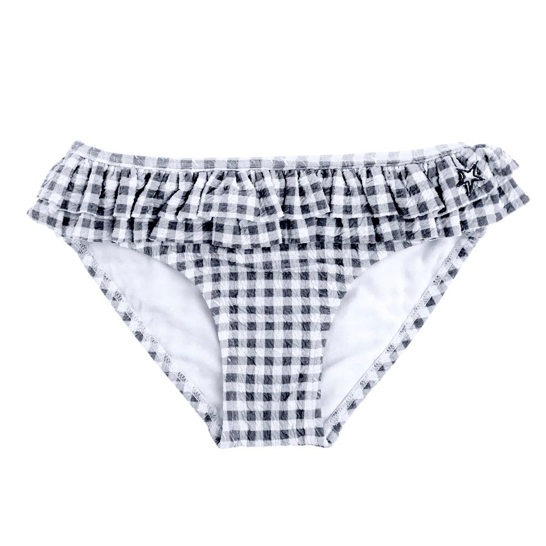 Tocoto Vintage swim Tocoto Vintage Blue Checked Swimwear Coulotte With Ruffles