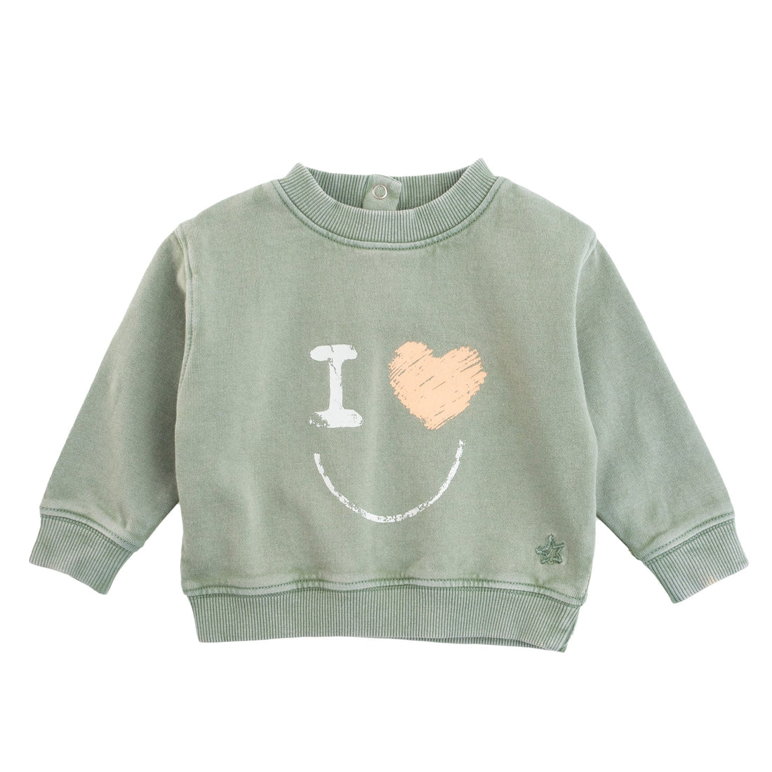 Tocoto Vintage tees Tocoto Vintage Green Sweatshirt " I Love Smile