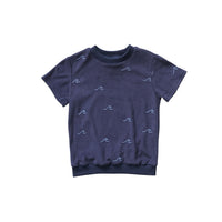 Hey kid Blue Embroidered Waves Terry Top