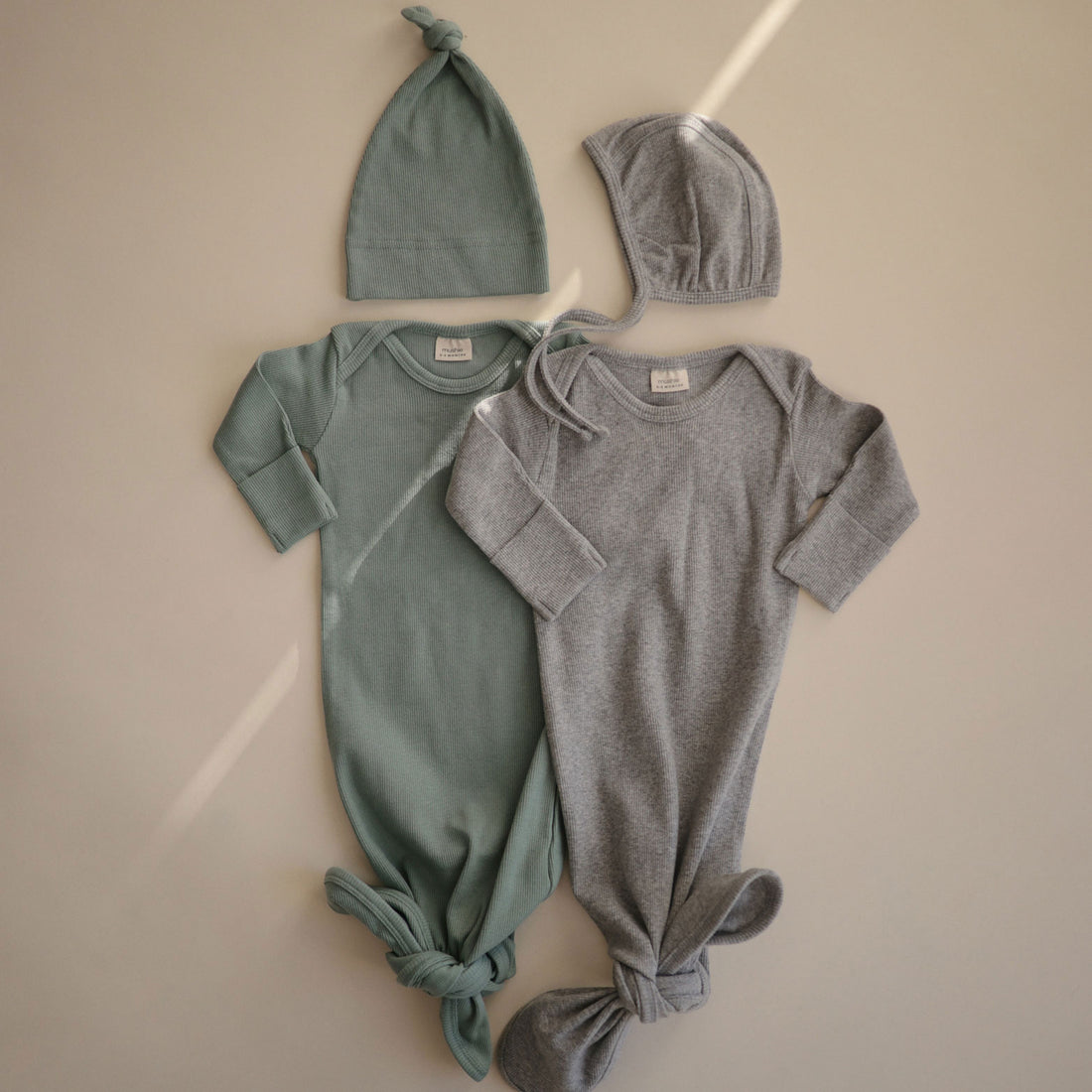 Mushie Ribbed Baby Beanie- Roman Green
